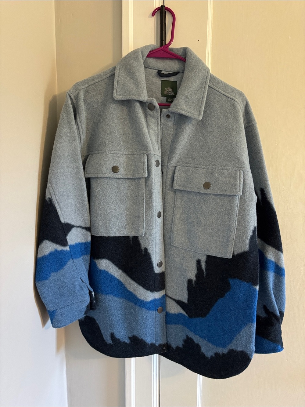 Wild Fable Wool-Blend Mens Jacket with Blue Graphic Pattern
